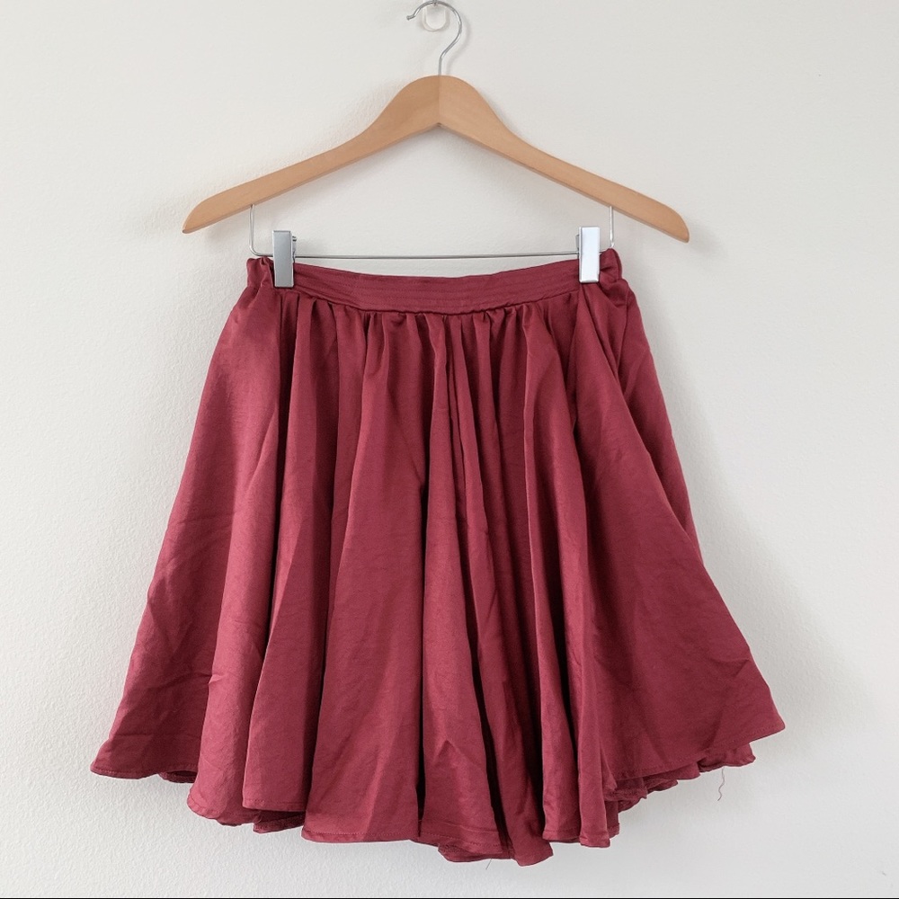 Burgundy red stain flare skirt